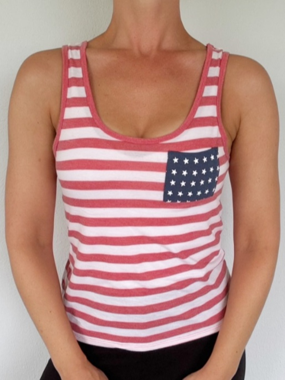 Fifth Sun American flag print red white and blue stripe tank top size small